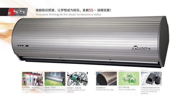 rideau aérien de refroidissement simple argenté en aluminium de 180cm Theodoor pour le supermarché